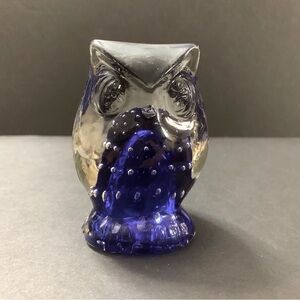 Vintage Lefton Cobalt Blue Glass Owl Figurine or Paperweight
